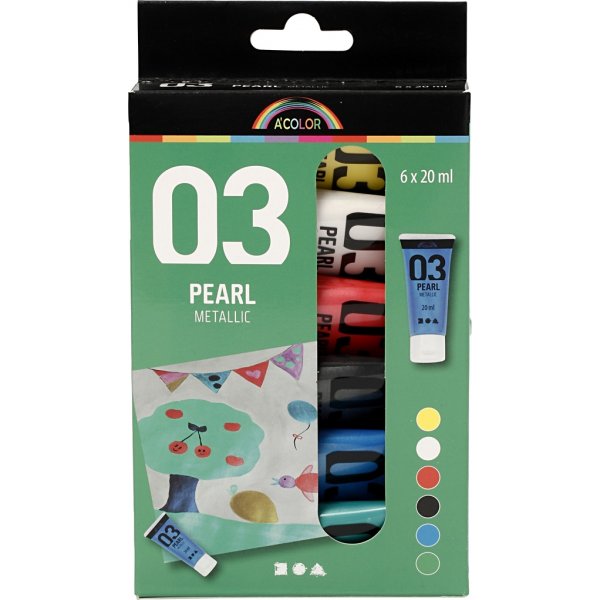 Schulfarbe Acryl - Metallic - Standardfarben - Metallic - 6 x 20 ml