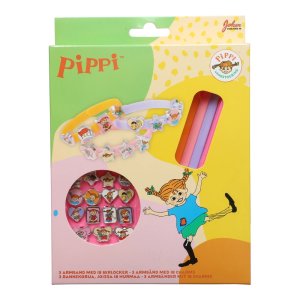 Pippi Langstrumpf Armbandset - 3 Armbänder mit 18 Anhängern Pippi Langstrumpf Armbandset - 3 Armbänder mit 18 Anhängern