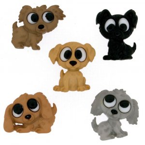 Mehrfarbige Knöpfe 17x21 - 22x17 mm - Verspielte Hunde Mehrfarbige Knöpfe 17x21 - 22x17 mm - Verspielte Hunde
