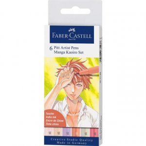 Zeichenstiftset PITT Artist Brush Manga Kaoiro - 6 Stifte Zeichenstiftset PITT Artist Brush Manga Kaoiro - 6 Stifte