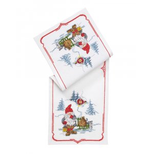 Stickset Läufer - Weihnachtsmann mit Schlitten & Sack Stickset Läufer - Weihnachtsmann mit Schlitten & Sack