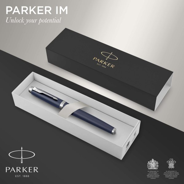 Tintenroller Parker IM - Matte Blue CT Rollerball - Feines Schwarz