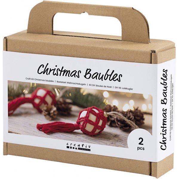 DIY Kit Christbaumkugeln - Weihnachten rot - Makramee
