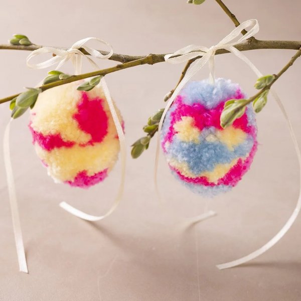 Mini DIY Kit Pompom, bunt, Ei