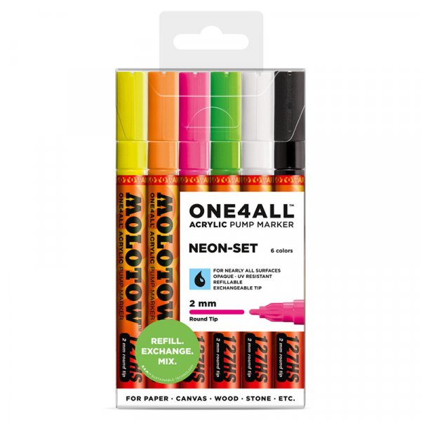 Acrylmarker One4All 2mm 6 Stifte - Neon