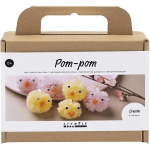 Mini DIY Kit Pompom, gemischte Farben, Hühner Mini DIY Kit Pompom, gemischte Farben, Hühner