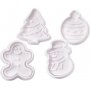 Geprgter Ausstecher - wei - Weihnachtsbaum - Schneemann - Lebkuchenmann - Kugel