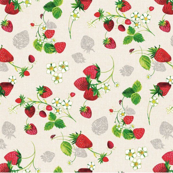 Plane PVC Erdbeeren/Blumen