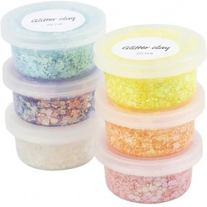 Glitzerknete, Pastellfarben, 6x20 ml Glitzerknete, Pastellfarben, 6x20 ml