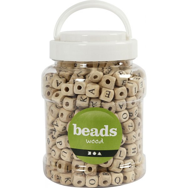 Buchstabenperlen - Holz - 9x9 mm - ca. 400 Stk Buchstabenperlen - Holz - 9x9 mm - ca. 400 Stk