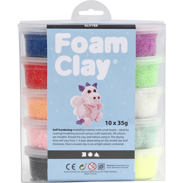 Foam Clay - gemischte Farben - Glitzer - 10 x 35 g