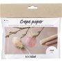 Mini DIY Kit Krepppapier, hellrosa, hellgelb, Eier