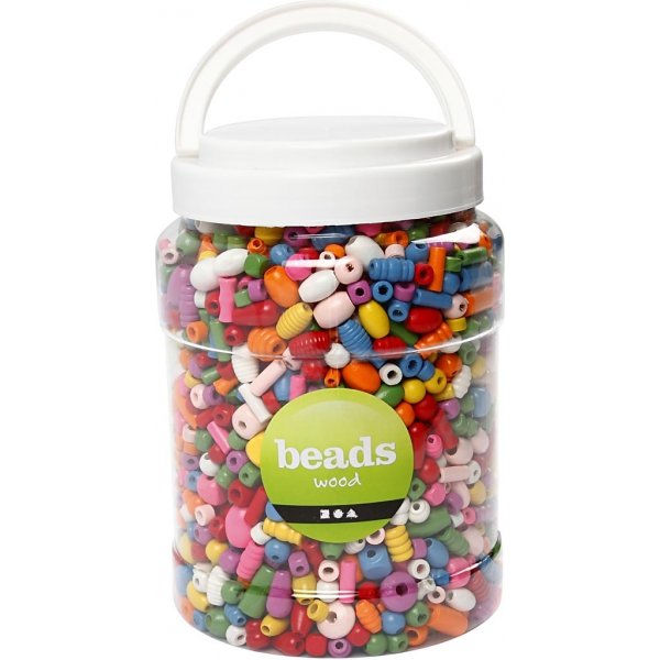 Holzperlen - mittel - verschiedene Farben und Gren - 2 l