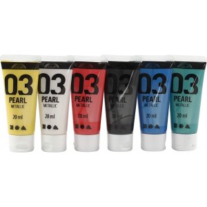 Schulfarbe Acryl - Metallic - Standardfarben - Metallic - 6 x 20 ml Schulfarbe Acryl - Metallic - Standardfarben - Metallic - 6 x 20 ml