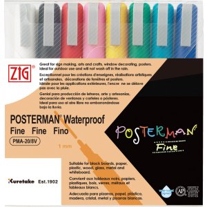 Markierstift ZIG Posterman Fine, 8 Farben Markierstift ZIG Posterman Fine, 8 Farben