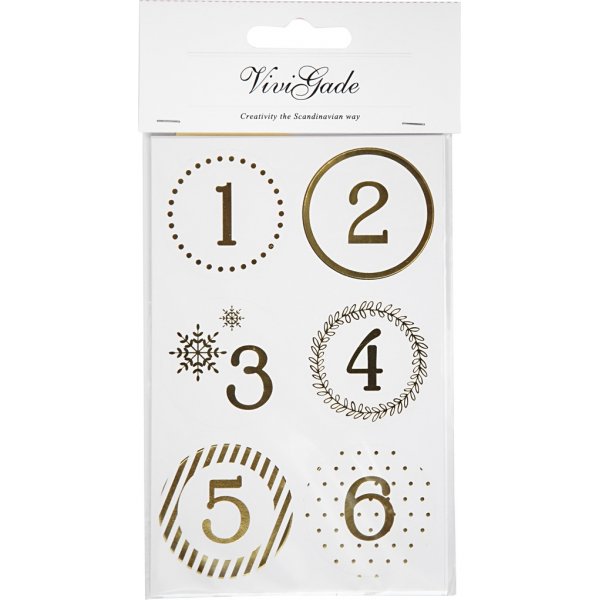 Kalenderzahlen - Gold - Wei - 4 Blatt