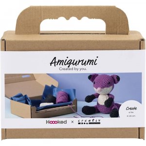 DIY-Set Amigurumi Fuchs schwarz und pflaumenfarben - 1 Packung.