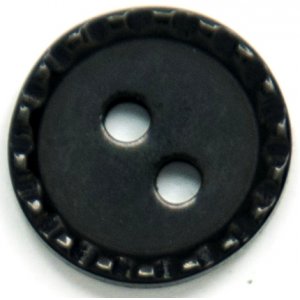 Knopf Rund 2-Loch 11 mm 8 Stück - Schwarz gerippt Knopf Rund 2-Loch 11 mm 8 Stück - Schwarz gerippt
