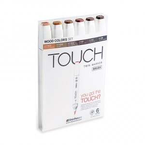 Touch Twin Brush Marker 6 Stück - Holzfarben Touch Twin Brush Marker 6 Stück - Holzfarben