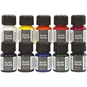 Glasfarbe transparent - Mischfarben - 10 x 30 ml Glasfarbe transparent - Mischfarben - 10 x 30 ml