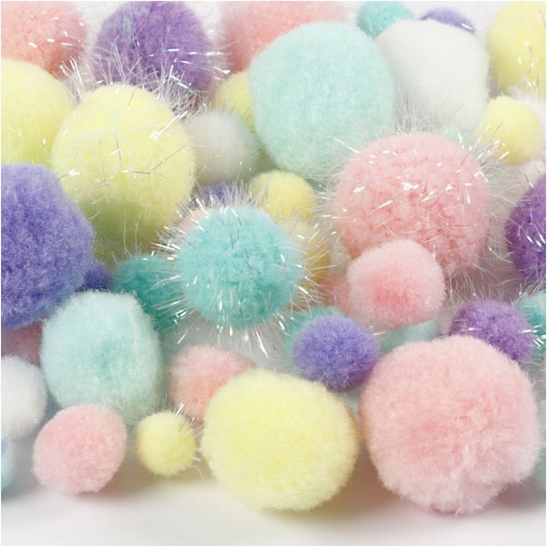 Pompons - Pastellfarben - Glitzer - 400 g Pompons - Pastellfarben - Glitzer - 400 g