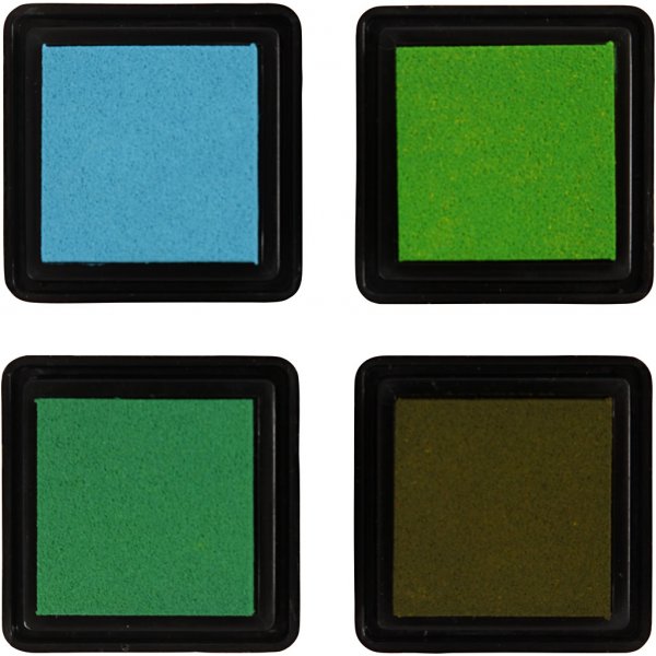Stempelkissen - Grn - Hellgrn - Oliv - Aqua - 4 Stk