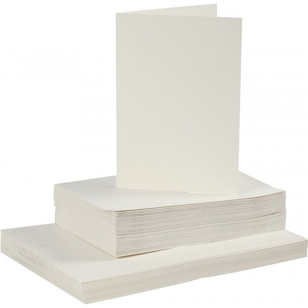 Karten und Umschlge - gebrochenes Wei 11,5 x 16,5 cm - 50 Sets