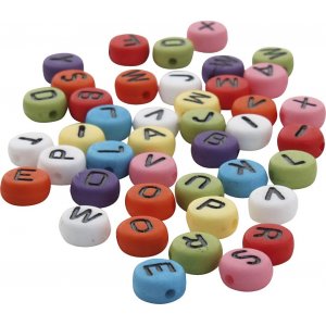 Runde Buchstabenperlen - gemischte Farben - 25 g Runde Buchstabenperlen - gemischte Farben - 25 g
