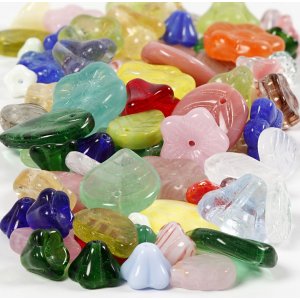 Glasperlen - gemischte Farben - Blatt - Blume - 60 g Glasperlen - gemischte Farben - Blatt - Blume - 60 g