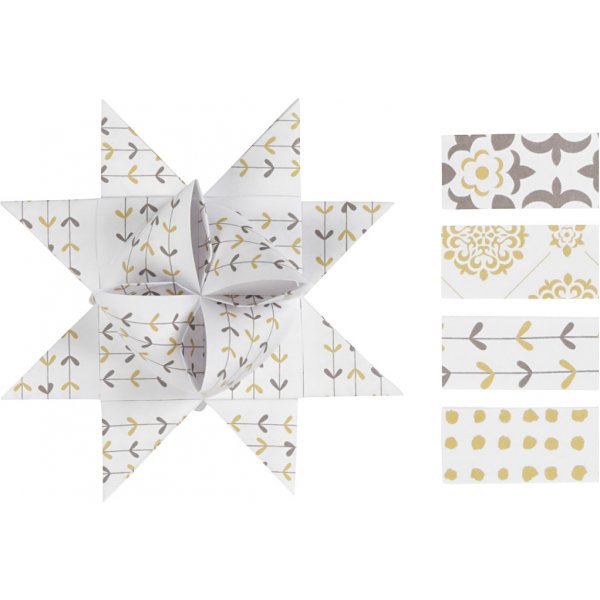 Sternstreifen - Gold - Wei - 6,5+11,5 cm, 48 Streifen