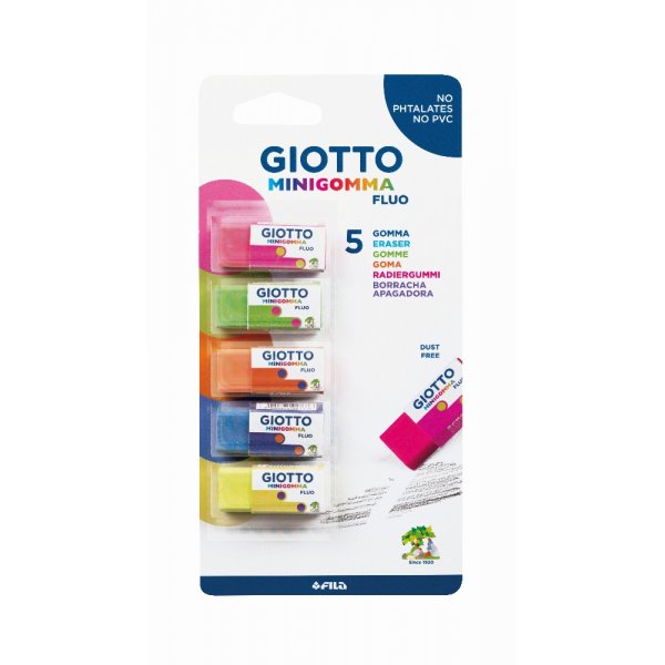 Radiergummi Giotto Mini Gomma Fluoreszierend - 5er-Pack