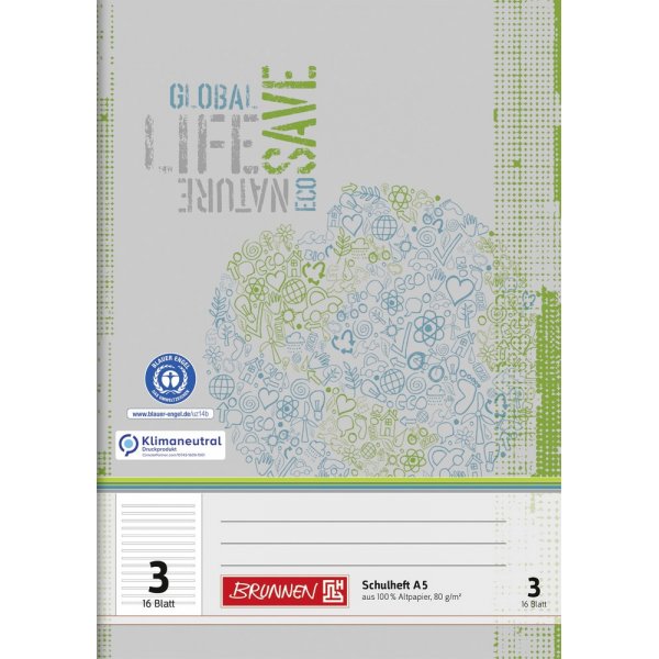 Schulheft - A5-Recyclingpapier (16 Seiten)