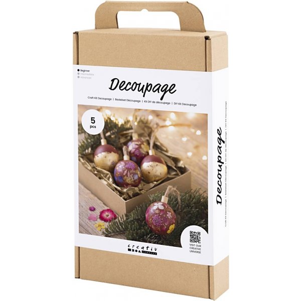 DIY Kit Decoupage - Weihnachtsrot - Trockenblumen