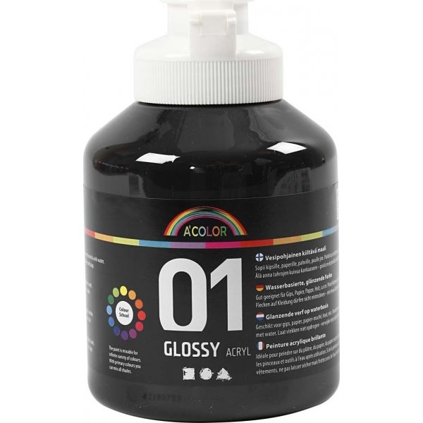 Schulfarbe - Acryl - Schwarz - Glnzend - 500 ml