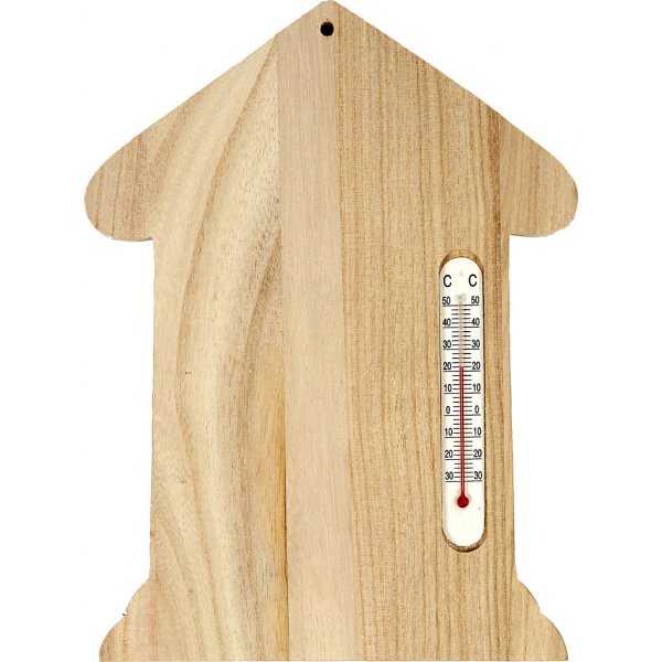 Holzhaus mit Thermometer
