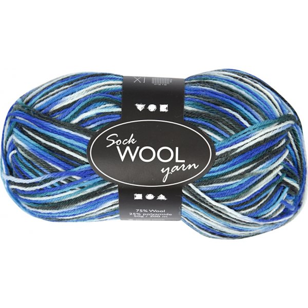 Sockenwolle - Blau/Trkis-Harmonie - 50 g