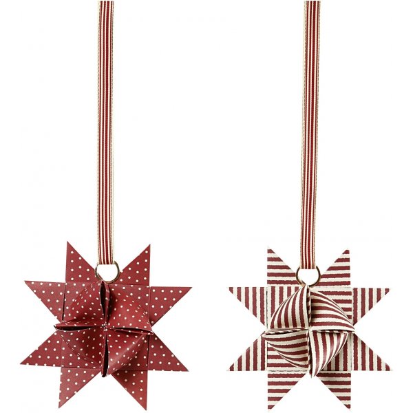 Sternstreifen - rot - wei - 6,5+11,5 cm - 60 Streifen