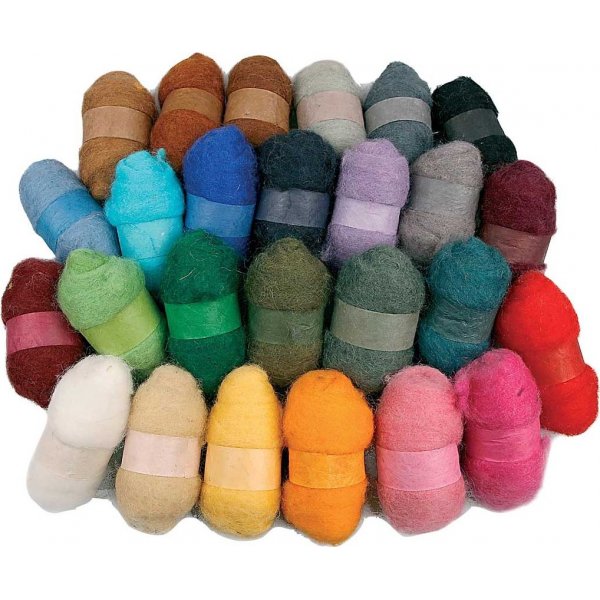 Kardierte Wolle - gemischte Farben - 26 x 25 g
