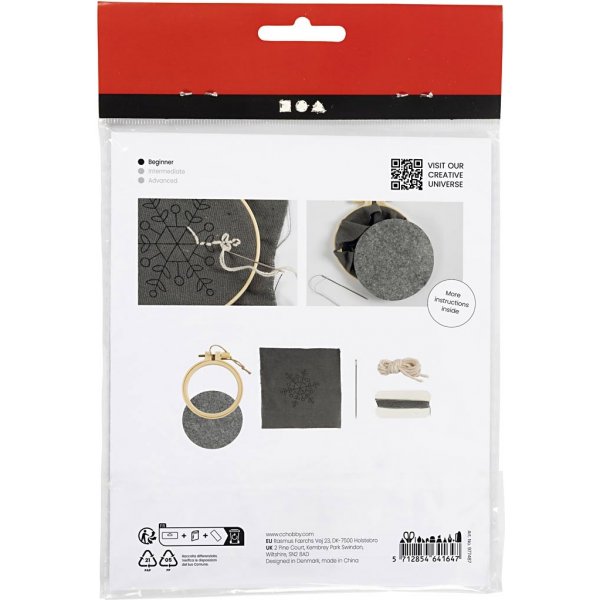 Mini DIY Kit Stickerei - Grau - Schneeflocke