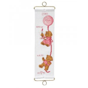Stickset Geburtsschleier - Teddybär und Ballonmädchen Stickset Geburtsschleier - Teddybär und Ballonmädchen