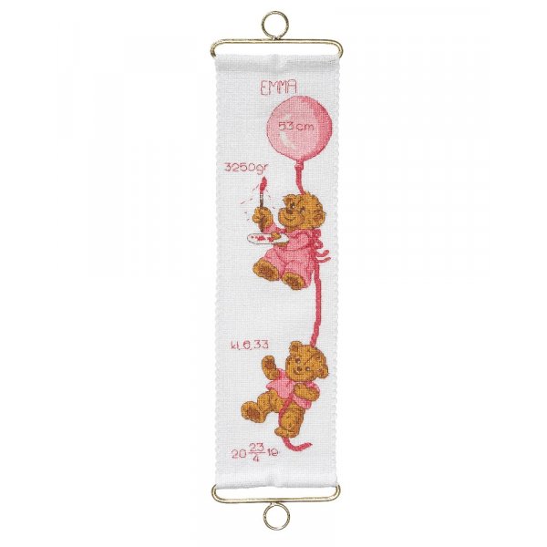 Stickset Geburtsschleier - Teddybr und Ballonmdchen