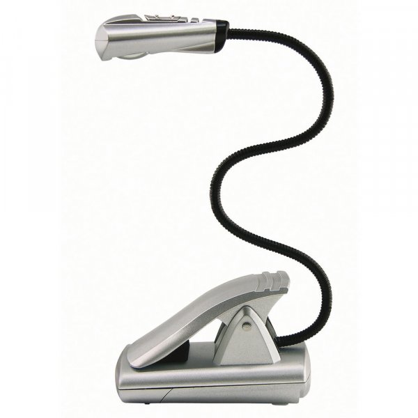 LED - Leselampe mit Clip - Silber / Schwarz inkl. Batterien