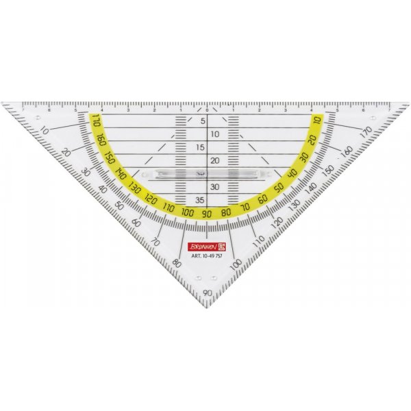 Dreieckslineal mit Winkelmesser 16 cm transparent (mit Griff)