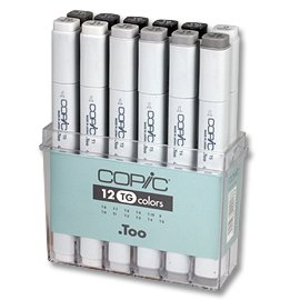 Copic Marker-Set - 12 Stifte - Grautöne A3-TG Copic Marker-Set - 12 Stifte - Grautöne A3-TG