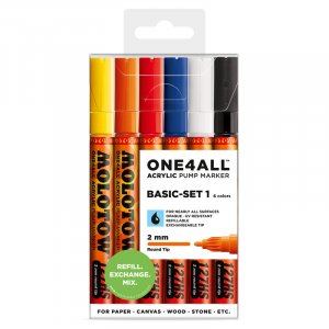 Acrylmarker One4All 2mm 6 Stifte - Basic I Acrylmarker One4All 2mm 6 Stifte - Basic I