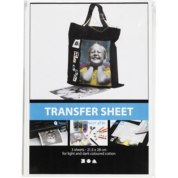 Transferfolie - wei� - f�r helle und dunkle Textilien - 3 Blatt