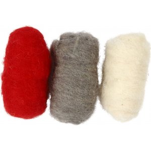 Kardierte Wolle - Rot-Weiß-Harmonie - 3 x 10 g Kardierte Wolle - Rot-Weiß-Harmonie - 3 x 10 g