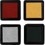Stempelkissen 3,5 x 3,5 cm - Gold - Blattgrn - Weihnachtsrot - Silber - 4 Stk