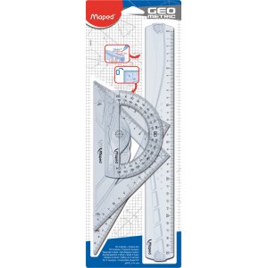 Klassisches Linealset - Maped - 30-cm-Lineal, 80°/12-cm-Winkelmesser, 45°/21-cm-Lineal und 60°/21-cm-Lineal Klassisches Linealset - Maped - 30-cm-Lineal, 80°/12-cm-Winkelmesser, 45°/21-cm-Lineal und 60°/21-cm-Lineal