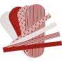 Bastelset - Geflochtene Herzen - rot/weies Muster - 8-tlg